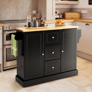 Mobile Kitchen Island Cart with 3 Deep Drawers and 2 Enclosed Cabinets - Lavish Kitchen Isle