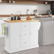 Mobile Kitchen Island Cart with 3 Deep Drawers and 2 Enclosed Cabinets - Lavish Kitchen Isle