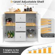 Mobile Kitchen Island Cart with 3 Deep Drawers and 2 Enclosed Cabinets - Lavish Kitchen Isle