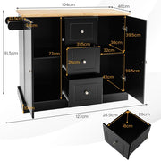 Mobile Kitchen Island Cart with 3 Deep Drawers and 2 Enclosed Cabinets - Lavish Kitchen Isle
