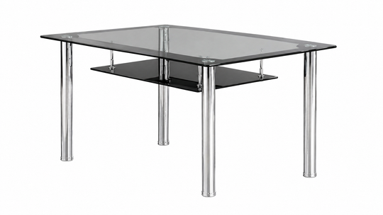 Andora Chrome & Black Dining Table – Modern Glass Dining Table with Sleek Contemporary Base