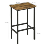 Set of 2 Kitchen Breakfast Bar Chairs with Footrest, Counter Height Island Stools for Dining Area, Home Pub, Rustic Brown