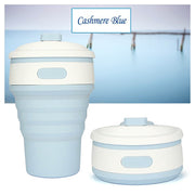 Lavish Kitchen Isle collapsible silicone water bottle, foldable and leakproof, ideal for travel and outdoor use, shown in a compact form.