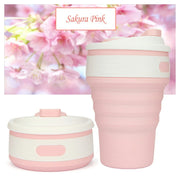 Lavish Kitchen Isle collapsible silicone water bottle folded and expanded, portable leakproof foldable cup for outdoor use.