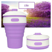 Lavish Kitchen Isle collapsible silicone telescopic water bottle, foldable and leakproof, shown in compact, portable form.