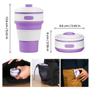 Lavish Kitchen Isle collapsible silicone telescopic water bottle, foldable portable leakproof cup in blue with lid and strap