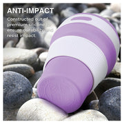 Lavish Kitchen Isle collapsible silicone telescopic water bottle, foldable portable leakproof cup for travel and outdoor use.