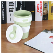 Lavish Kitchen Isle collapsible silicone telescopic water bottle folded and expanded, portable leakproof cup for outdoor use.