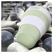 Lavish Kitchen Isle collapsible silicone telescopic water bottle folded and expanded, portable leakproof foldable cup for travel and outdoor use.