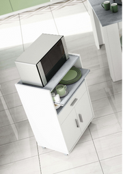 White and Grey Kitchen Trolley - Lavish Kitchen Isle