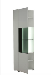 Regal Tall White Gloss and Black Display Cabinet with Glass Door - Lavish Kitchen Isle