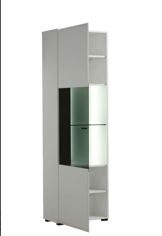 Regal Tall White Gloss and Black Display Cabinet with Glass Door