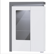 AlpenGlow Grey And White Gloss Low Wide Display Cabinet with LED Lights - Lavish Kitchen Isle