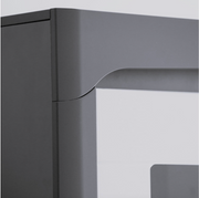 AlpenGlow Grey And White Gloss Low Wide Display Cabinet with LED Lights - Lavish Kitchen Isle
