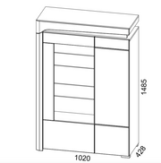 AlpenGlow Grey And White Gloss Low Wide Display Cabinet with LED Lights - Lavish Kitchen Isle