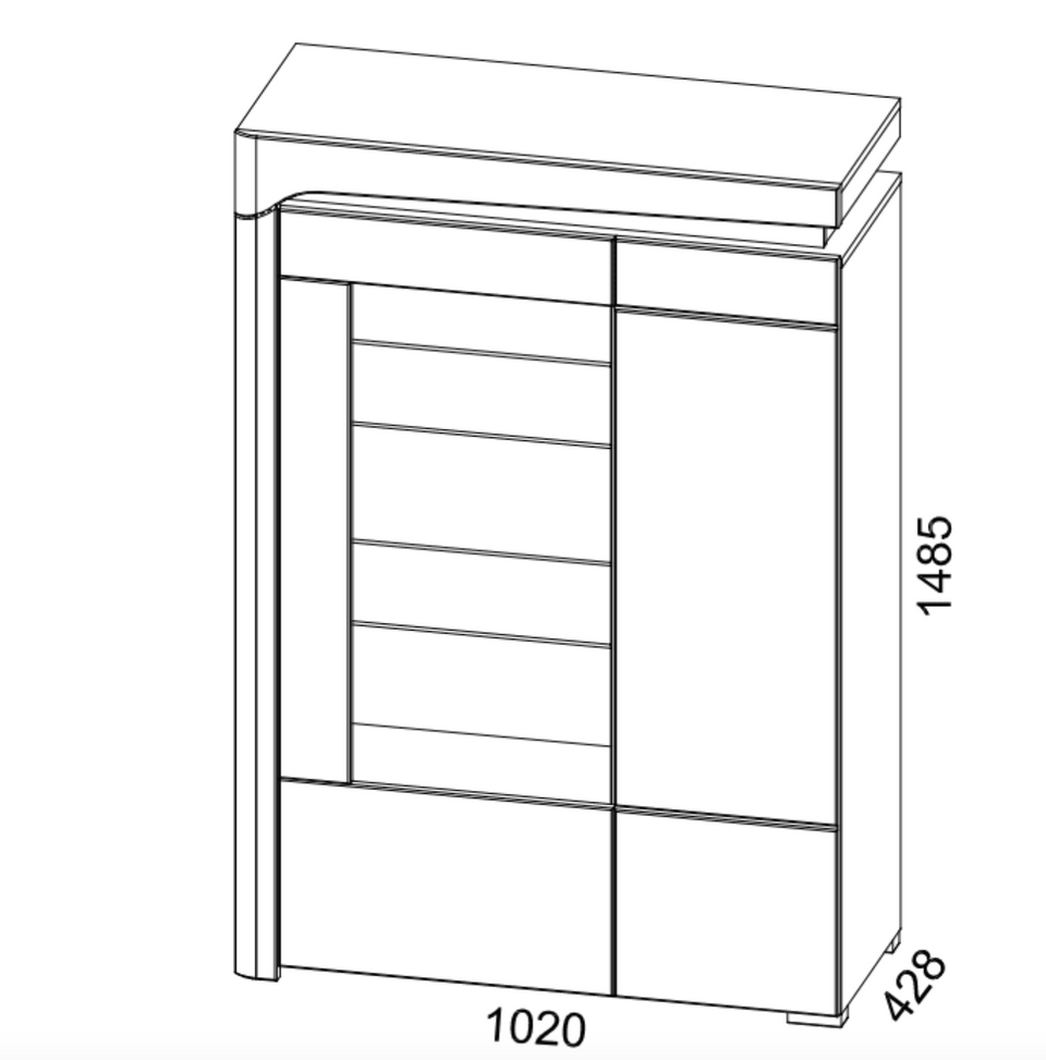 AlpenGlow Grey And White Gloss Low Wide Display Cabinet with LED Lights