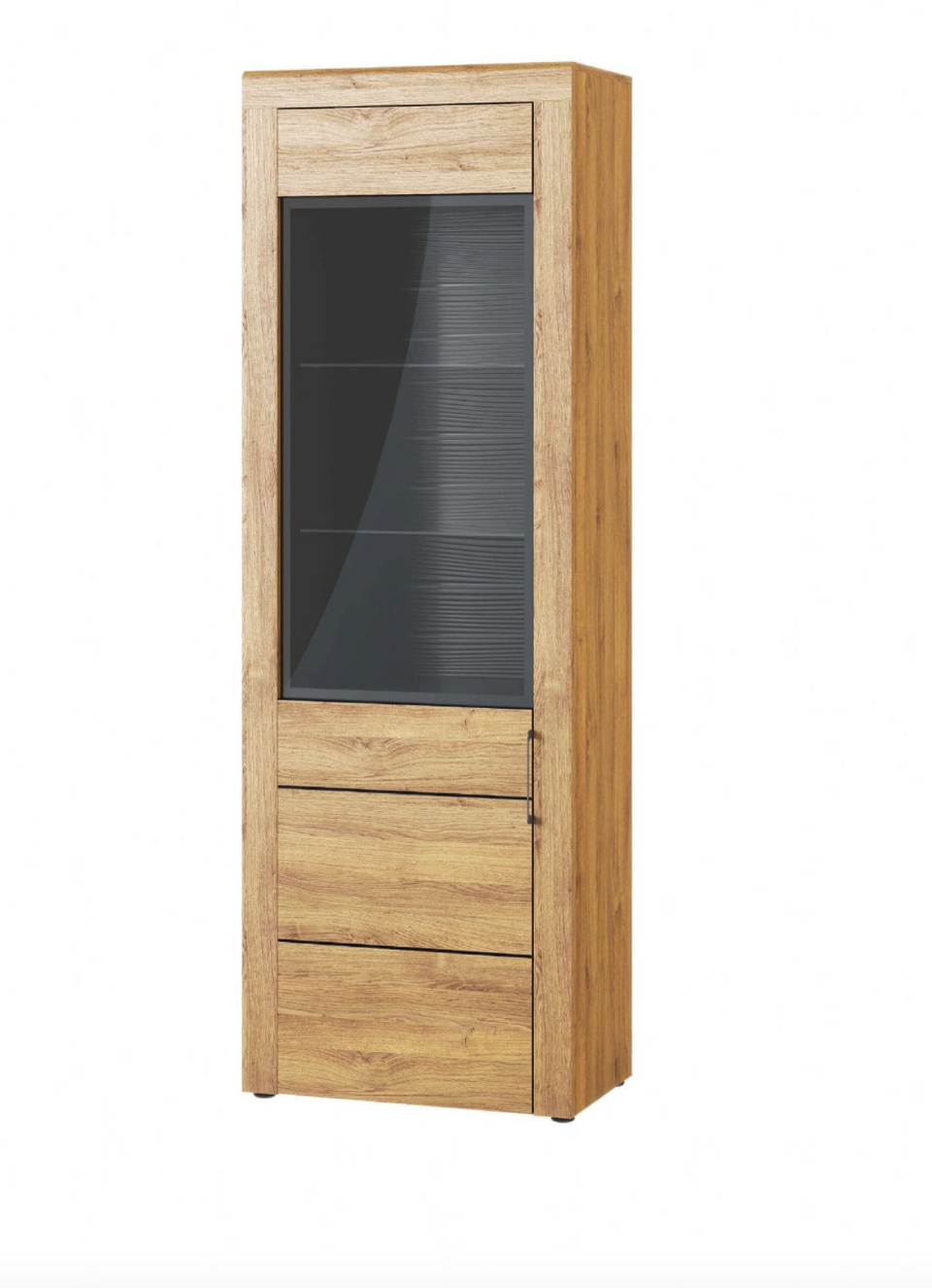 Erenity Tall Oak Effect 1 Door Display Cabinet