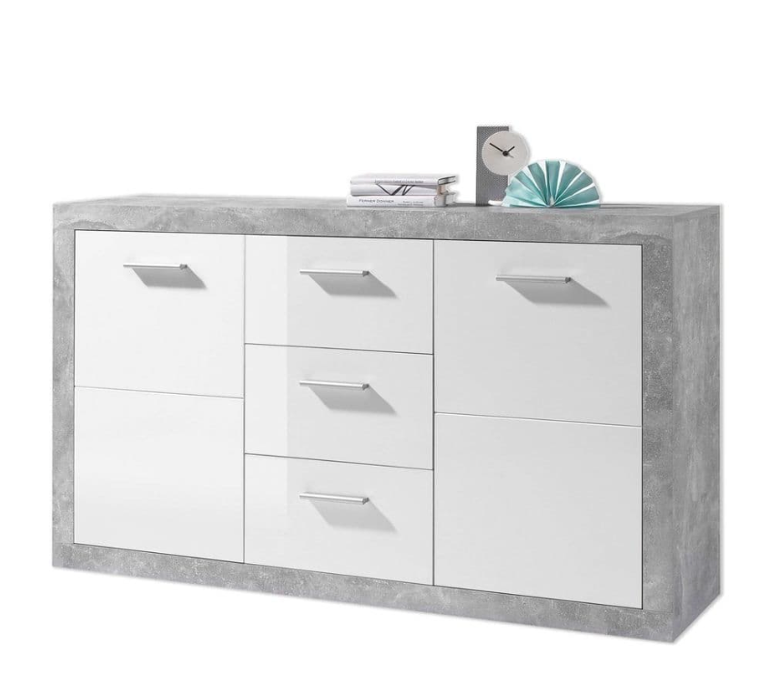 Cosmo Large Sideboard Grey and White Gloss with 2 Doors  and 3 Drawers