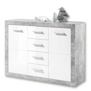 Cosmo Sideboard Grey and White Gloss with 2 doors  4 Drawers - Lavish Kitchen Isle