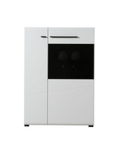 Regal Low Display Cabinet – White Gloss & Black Glass Lounge Unit with Soft Close - Lavish Kitchen Isle