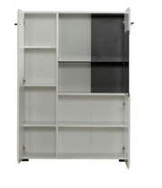 Regal Low Display Cabinet – White Gloss & Black Glass Lounge Unit with Soft Close - Lavish Kitchen Isle