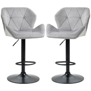 Set of 2 Adjustable Velvet Bar Stools Stylish Breakfast Stools for Kitchen, Home Bar, and Café with Footrest - Lavish Kitchen Isle