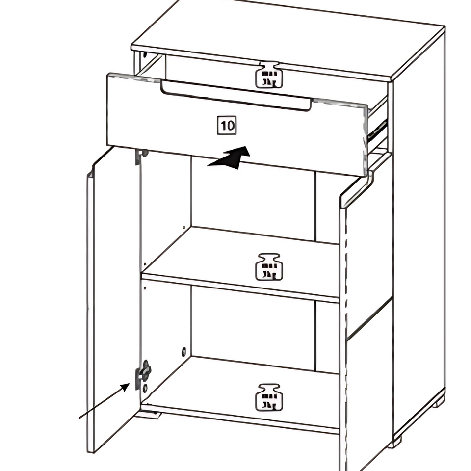 Arctic Elegance White High Gloss Tall Sideboard Cabinet Storage Unit with Solid Drawer and Doors for Living, Dining Room, Bedroom Furniture