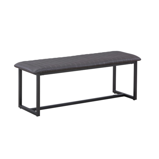 Vintage Grey Leather Dining Bench