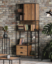 Baumhaus Ooki reclaimed wood large open bookcase showcasing natural wood grain and spacious shelves for books and decor.