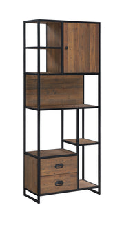 Large open bookcase made of reclaimed wood by Baumhaus, featuring multiple shelves and a rustic finish.