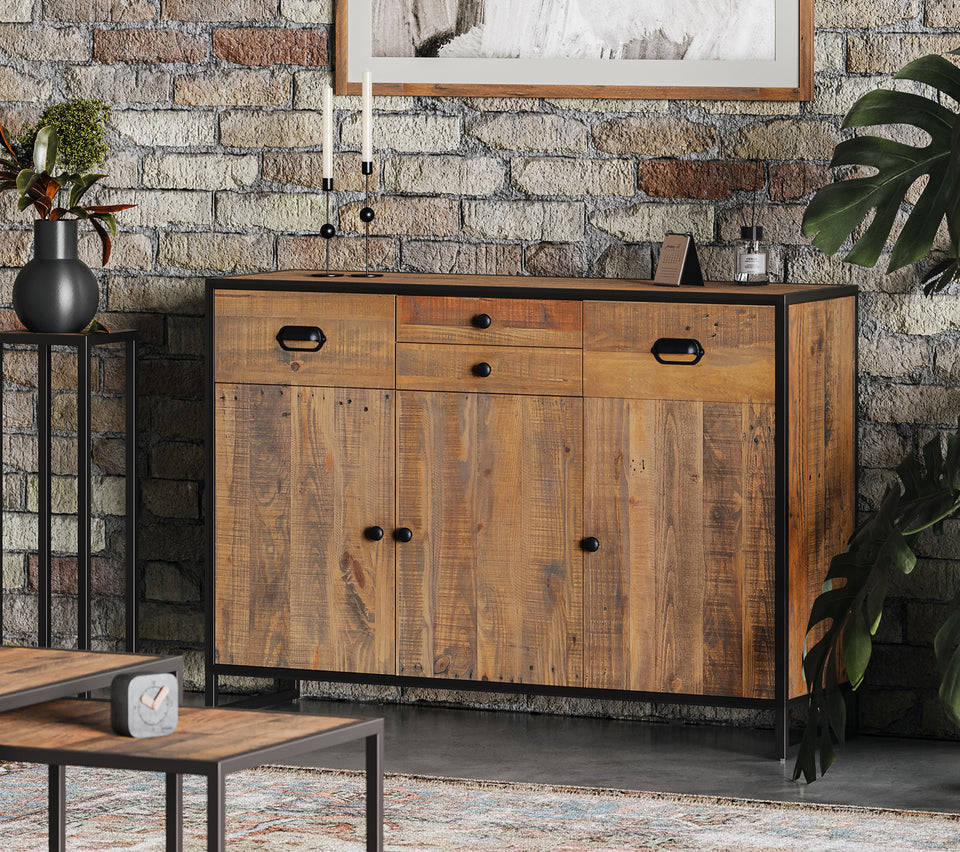 Ooki Reclaimed Wood Sideboard With 3 Doors & 4 Drawers