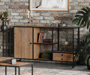 Ooki reclaimed wood funky open console table by Baumhaus with a modern, rustic design and open shelving for stylish storage.