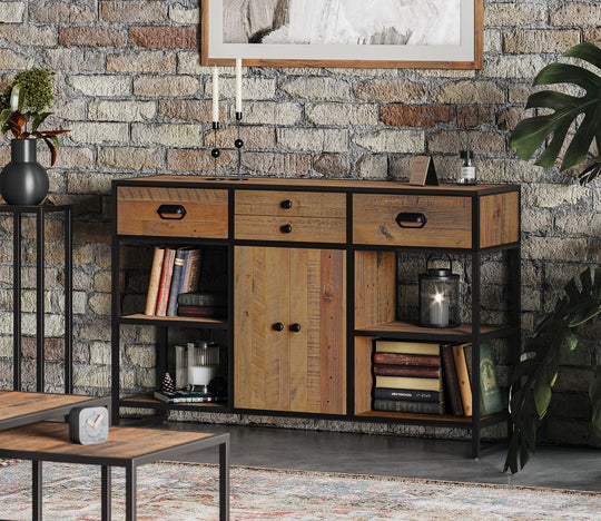 Ooki Reclaimed Wood Large Console Table With Doors
