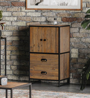 Baumhaus Ooki reclaimed wood modular medium cupboard with doors, featuring natural wood grain and spacious storage compartments.