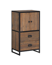Ooki reclaimed wood modular medium cupboard by Baumhaus with doors, showcasing rustic design and natural wood texture.