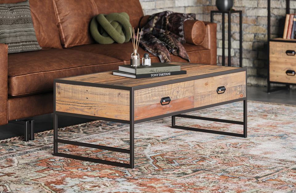 Ooki Reclaimed Wood- Coffee Table With Four Drawers