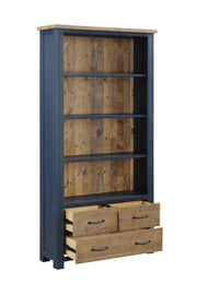 Blue - Large Open Bookcase with Drawers - Lavish Kitchen Isle