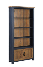 Blue - Large Open Bookcase with Doors - Lavish Kitchen Isle