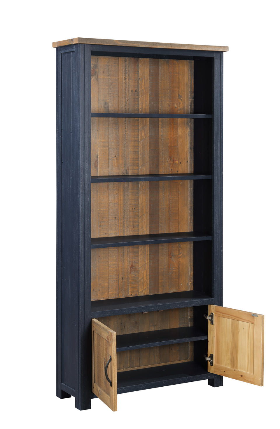 Blue - Large Open Bookcase with Doors