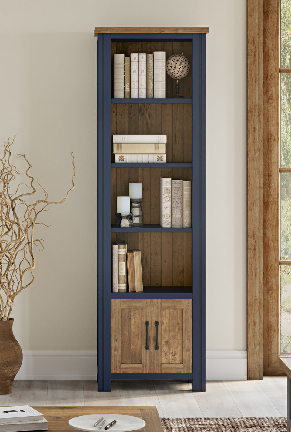 Blue - Narrow Bookcase