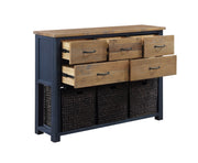 Baumhaus Splash of Blue sideboard featuring a stylish console table design with vibrant blue accents and wooden finish.