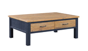 Baumhaus Splash of Blue coffee table with four drawers, featuring a stylish design and vibrant blue finish.