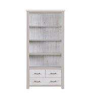 Baumhaus Greystone large open bookcase with drawers, showcasing wood shelves and storage compartments in a stylish design.