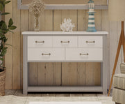 Baumhaus Greystone sideboard or console table with sleek wooden finish, featuring multiple drawers and a modern design.