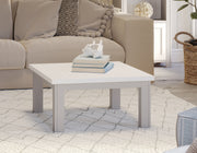 Baumhaus Greystone low square coffee table with a sleek wooden finish, ideal for modern living room decor.