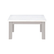 Baumhaus Greystone low square coffee table with a sleek wooden finish and modern design, shown from a side angle.