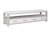 Baumhaus Greystone super-sized widescreen television cabinet with sleek wood finish and spacious storage compartments.