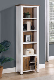 Baumhaus Splash of White narrow bookcase featuring clean lines and a sleek design for modern home decor.