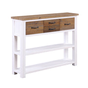 Baumhaus white low bookcase console with open shelves and a sleek design, perfect for storage and display in any room.