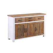 Baumhaus white sideboard with three doors and three drawers, showcasing a modern design and clean lines.
